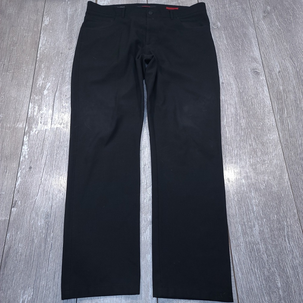 Alberto Stone Pants Mens 36x32 Black Ceramica Modern Fit Trousers Flat Front